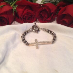 Silver Bended Cross Bracelet