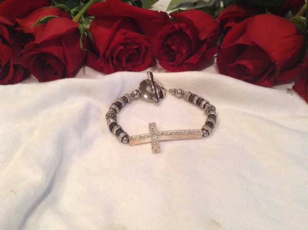 Silver Bended Cross Bracelet