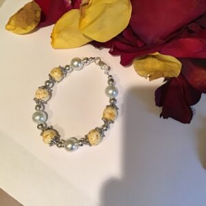 White Clay Yellow Rose Bracelet