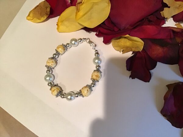 White Clay Yellow Rose Bracelet